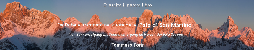 Copertina libro "dall'alba al tramonto nel cuore delle Pale di san Martino"